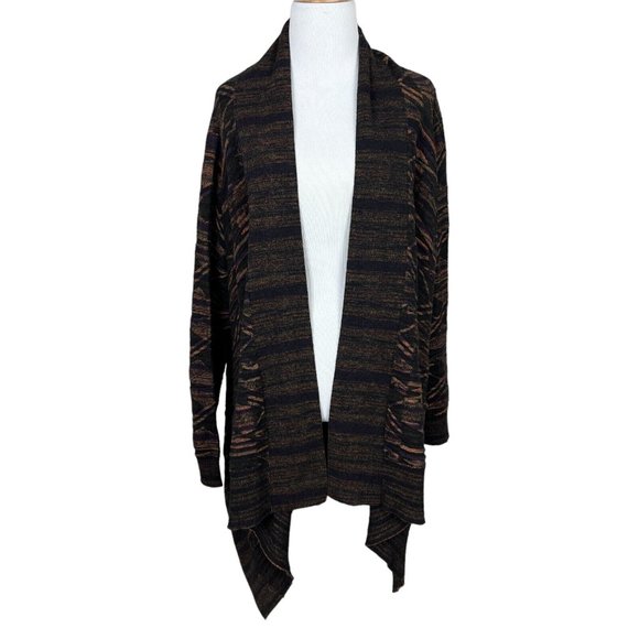 Soft Surroundings Cardigan Sweater Large Cascade Draped Wool Cotton Texture Knit - Picture 1 of 10